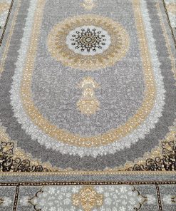 فرش ماشینی ۵۰۰ شانه (طرح ۷۰۰ شانه) کاشان طرح صدرا نقره‌ایی