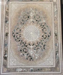 فرش ماشینی ۱۲۰۰ شانه کاشان طرح وینتیج صوفیا بژ گل برجسته