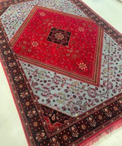 فرش ماشینی 700 شانه کاشان طرح ارسن لاکی دودی تراکم 2550 10 رنگ
