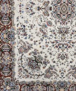 فرش ماشینی 1200 شانه کاشان طرح افشان تبریز زمینه کرم ضد حساسیت