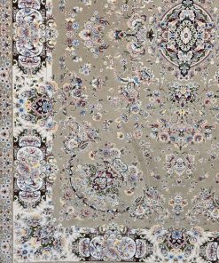 فرش ماشینی 1200 شانه کاشان طرح افشان گل ریز زمینه بژ