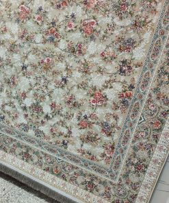 فرش 1200 شانه کاشان طرح بهشت نقره‌ای گل برجسته