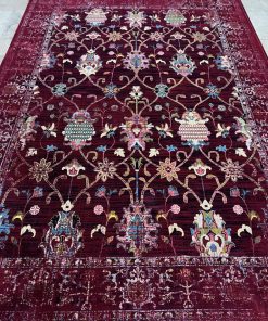 فرش ماشینی 700 شانه کاشان طرح سلطان آبادی لاکی 10 رنگ