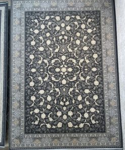 فرش ماشینی 700 شانه کاشان طرح صدف زمینه دودی - فرش راحیل