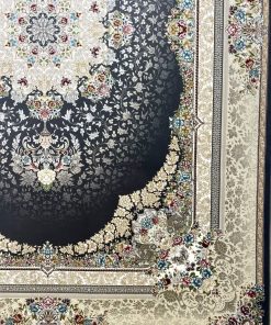 فرش ماشینی ۷۰۰ شانه طرح صوفیا دودی گل برجسته تراکم ۲۵۵۰ کاشان