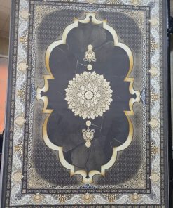 فرش ماشینی 700 شانه کاشان طرح مینا زمینه دودی گل برجسته