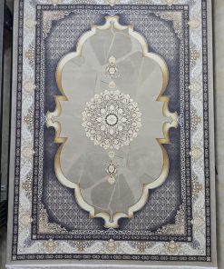 فرش ماشینی 700 شانه کاشان طرح مینا زمینه فیلی گل برجسته