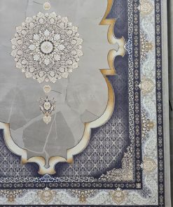 فرش ماشینی 700 شانه کاشان طرح مینا زمینه فیلی گل برجسته