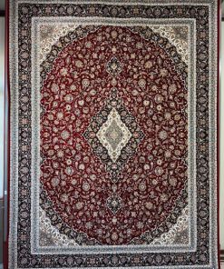 فرش ماشینی 1200 شانه کاشان طرح لچک و ترنج نقشه کاشان لاکی