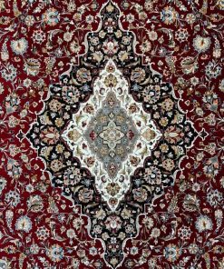 فرش ماشینی 1200 شانه کاشان طرح لچک و ترنج نقشه کاشان لاکی