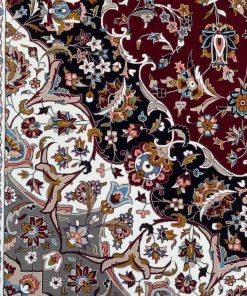 فرش ماشینی 1200 شانه کاشان طرح لچک و ترنج نقشه کاشان لاکی