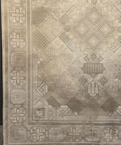 فرش ماشینی ۱۲۰۰ شانه کاشان طرح وینتیج مینیمال خشتی نسکافه‌ای گل برجسته