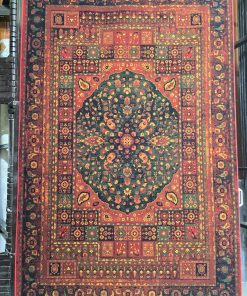 فرش ماشینی ۷۰۰ شانه کاشان طرح وینتیج یاقوت لاکی – فرش راحیل