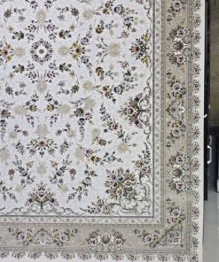 فرش ماشینی 1200 شانه کاشان طرح پویان زمینه کرم تراکم 3600