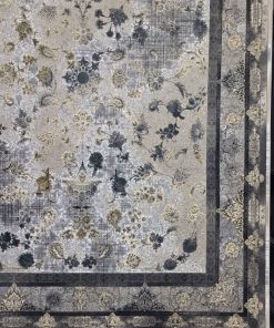 فرش ماشینی ۱۲۰۰ شانه کاشان طرح شاهکار ترمه‌ای گل برجسته وینتیج تراکم ۳۶۰۰