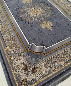 فرش ماشینی 500 شانه کاشان طرح موج طوسی تراکم 1800 ضد حساسیت