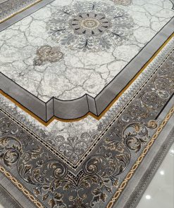 فرش ماشینی 700 شانه کاشان طرح موج زمینه کرم روشن مدرن