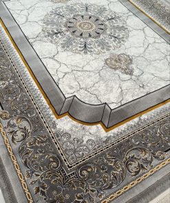 فرش ماشینی 700 شانه کاشان طرح موج زمینه کرم روشن مدرن