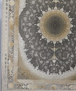 فرش ماشینی ۱۲۰۰ شانه کاشان طرح نایین دودی گل برجسته تراکم ۳۶۰۰