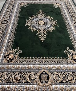 فرش ماشینی 700 شانه کاشان طرح ژیوا سبز تراکم 2550 اکرلیک هیت ست
