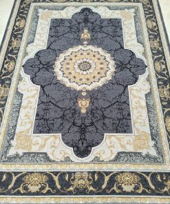 فرش ماشینی ۵۰۰ شانه کاشان طرح کویر طوسی تیره – فرش راحیل