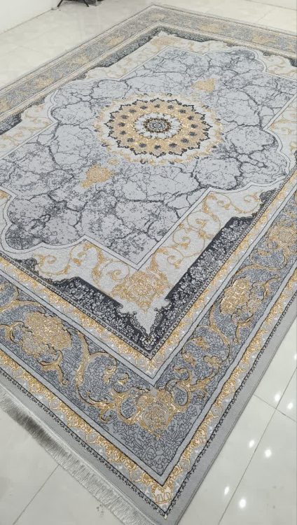 فرش ماشینی ۵۰۰ شانه کاشان طرح کویر نقره‌ای – فرش راحیل