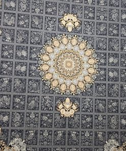 فرش ماشینی ۷۰۰ شانه کاشان طرح آرشیدا دلفینی خشتی ترنج دار تراکم ۲۲۵۰