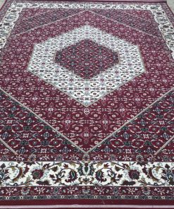 فرش ماشینی 700 شانه طرح بیجار لاکی لچک ترنج کاشان تراکم 2250