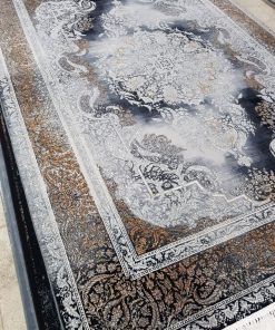 فرش ماشینی 700 شانه کاشان طرح تارا زمینه دودی تراکم 2550 اکریلیک هیت ست شده