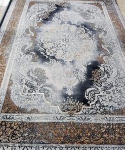 فرش ماشینی 700 شانه کاشان طرح تارا زمینه دودی تراکم 2550 اکریلیک هیت ست شده