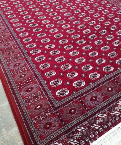 فرش ماشینی 700 شانه طرح ترکمن رنگ روناسی کاشان