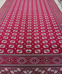 فرش ماشینی 700 شانه طرح ترکمن رنگ روناسی کاشان
