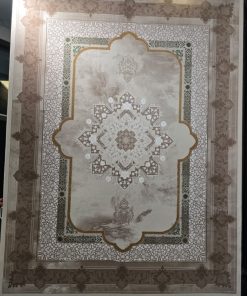 فرش ۷۰۰ شانه طرح جیران کرم شکلاتی با ترنج لوزی و ۱۰ رنگ واقعی کاشان