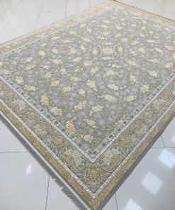 فرش ماشینی 1200 شانه کاشان طرح رزیتا ترمه‌ای گل برجسته تراکم 3600