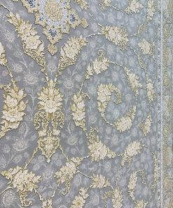 فرش ماشینی 1200 شانه کاشان طرح رزیتا ترمه‌ای گل برجسته تراکم 3600