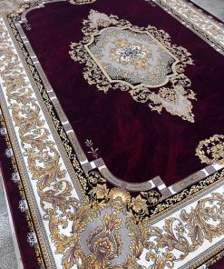 فرش ماشینی 700 شانه کاشان طرح رزیتا لاکی ترنج دار 10 رنگ