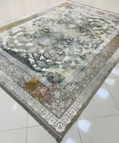 فرش ماشینی 1200 شانه کاشان طرح رها ترمه‌ای افشان گل برجسته