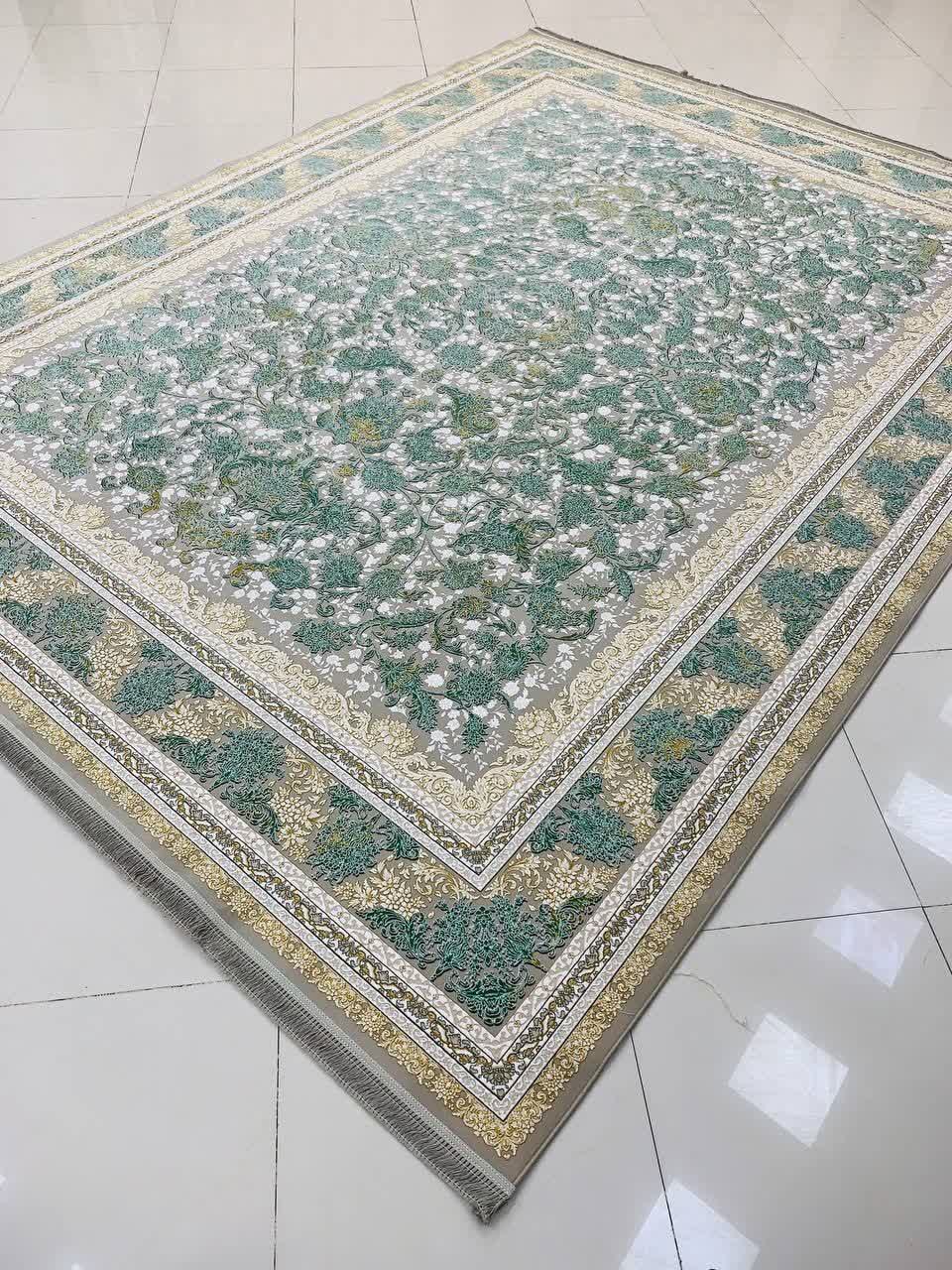 فرش ۱۲۰۰ شانه کاشان طرح رویا ترمه‌ای افشان گل برجسته تراکم ۳۶۰۰
