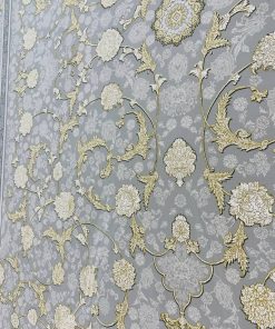 فرش 1200 شانه کاشان طرح زرگل ترمه‌ای گل برجسته افشان