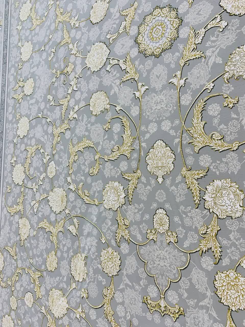 فرش 1200 شانه کاشان طرح زرگل ترمه‌ای گل برجسته افشان