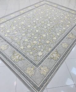 فرش 1200 شانه کاشان طرح زرگل ترمه‌ای گل برجسته افشان