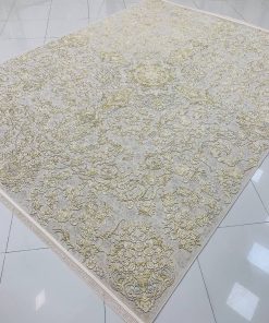 فرش 1200 شانه کاشان طرح زرین صدفی گل برجسته تراکم 3600