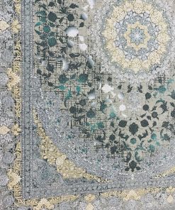 فرش ماشینی ۱۲۰۰ شانه کاشان طرح ساغر ترمه‌ای گل برجسته
