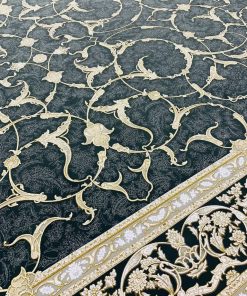 فرش 1200 شانه کاشان طرح سامیار دودی گل برجسته بدون ترنج