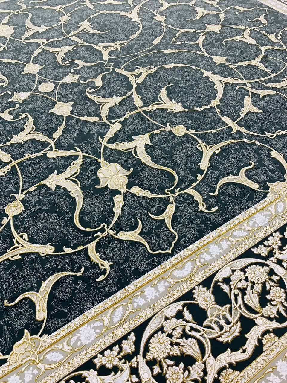 فرش 1200 شانه کاشان طرح سامیار دودی گل برجسته بدون ترنج