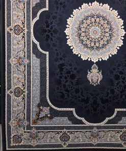 فرش ماشینی ۷۰۰ شانه کاشان طرح سرو دودی تیره تراکم ۲۲۵۰