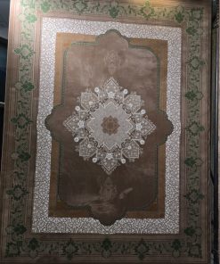 فرش ماشینی 700 شانه کاشان طرح سروناز شکلاتی نسکافه ای 10 رنگ