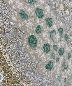فرش ۱۲۰۰ شانه کاشان طرح سلنا رنگ ترمه‌ای گل برجسته تراکم ۳۶۰۰