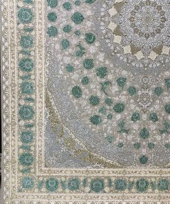 فرش ۱۲۰۰ شانه کاشان طرح سلنا رنگ ترمه‌ای گل برجسته تراکم ۳۶۰۰