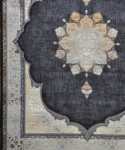 فرش ماشینی ۷۰۰ شانه طرح سلنا دودی مدرن با ترنج روشن ۱۰ رنگ